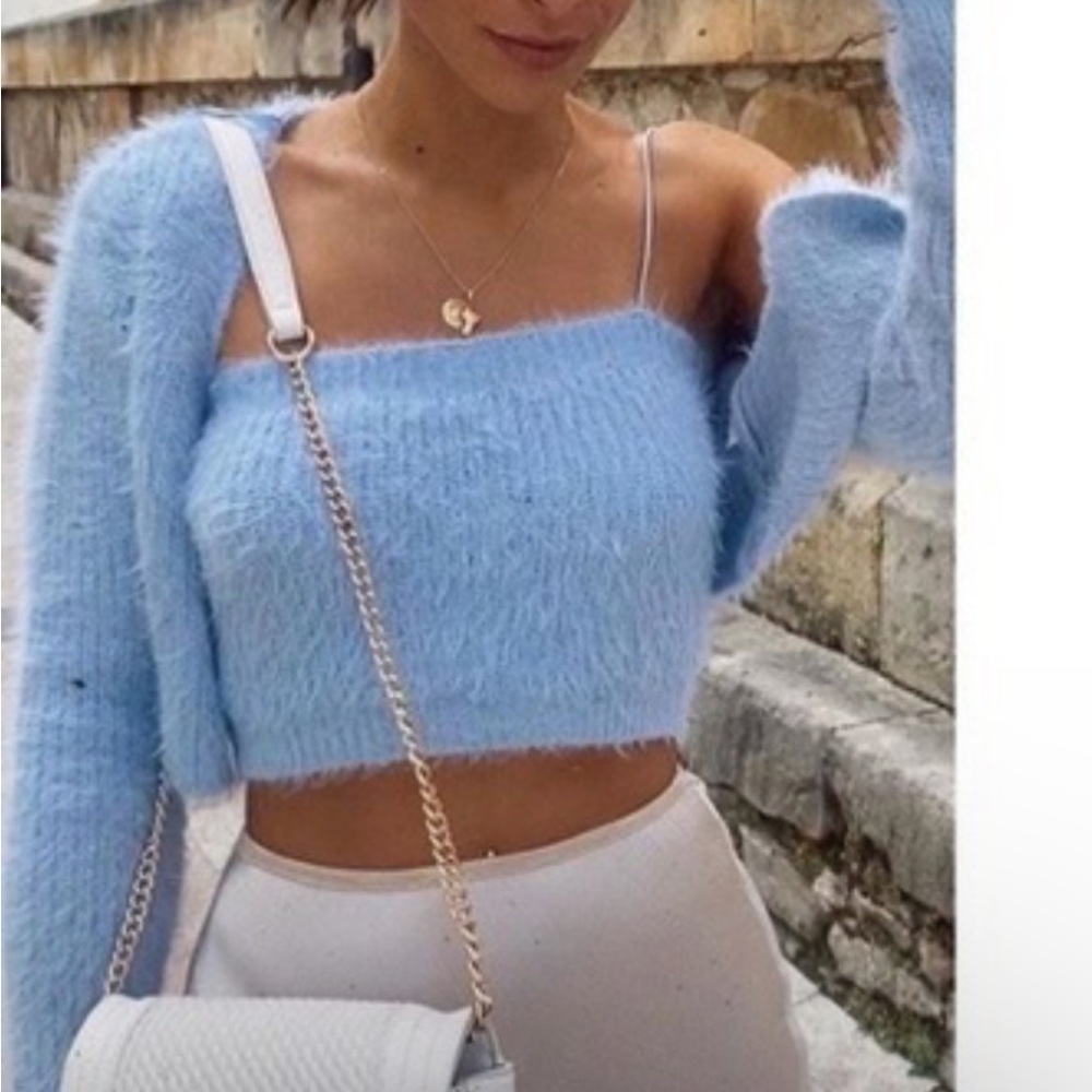 Zara Fuzzy Blue Top NWT